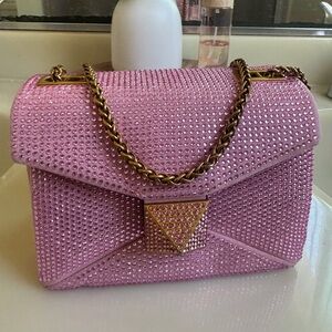 Elegant Pink Crystal-Embellished Women's Bag